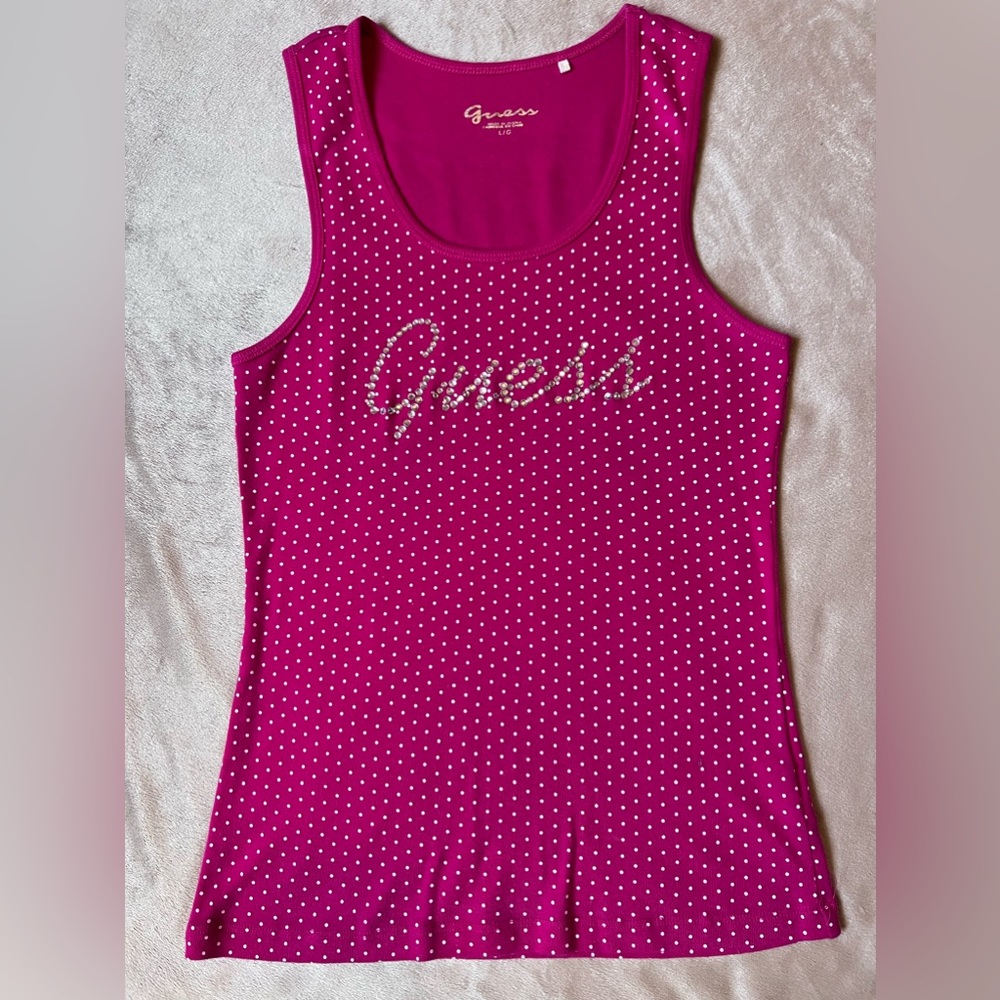 Large Guess Rhinestone tank top